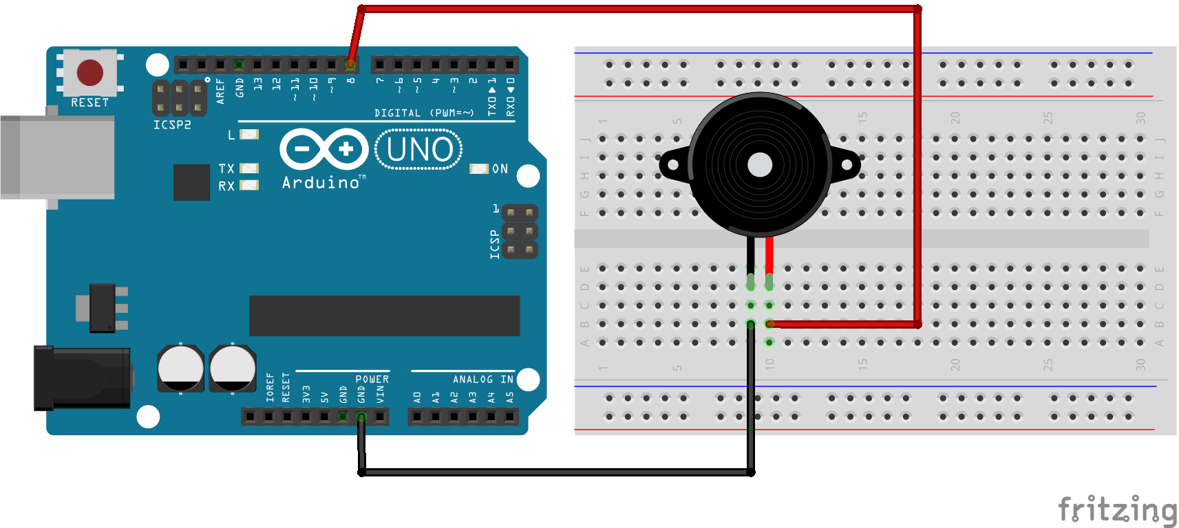 Circuito buzzer ativo/passivo