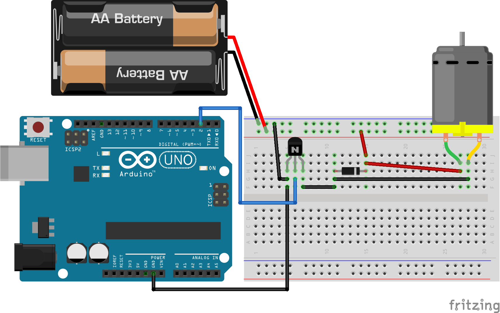 Circuito motor DC controlado por um transistor