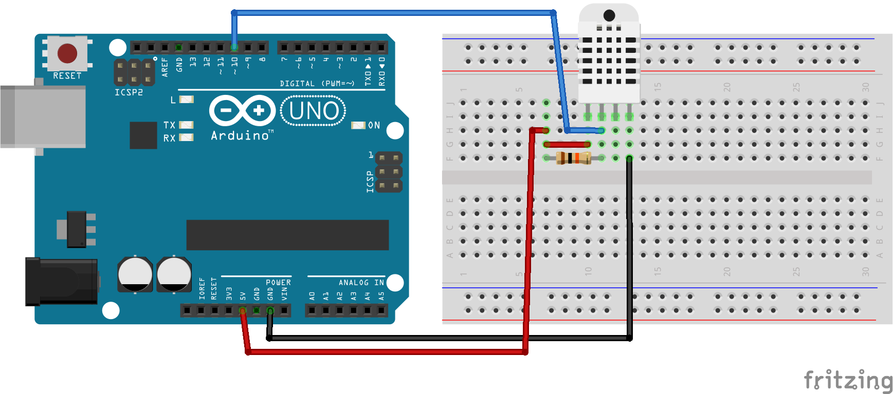 Circuito Sensor de temperatura e umidade DHT11