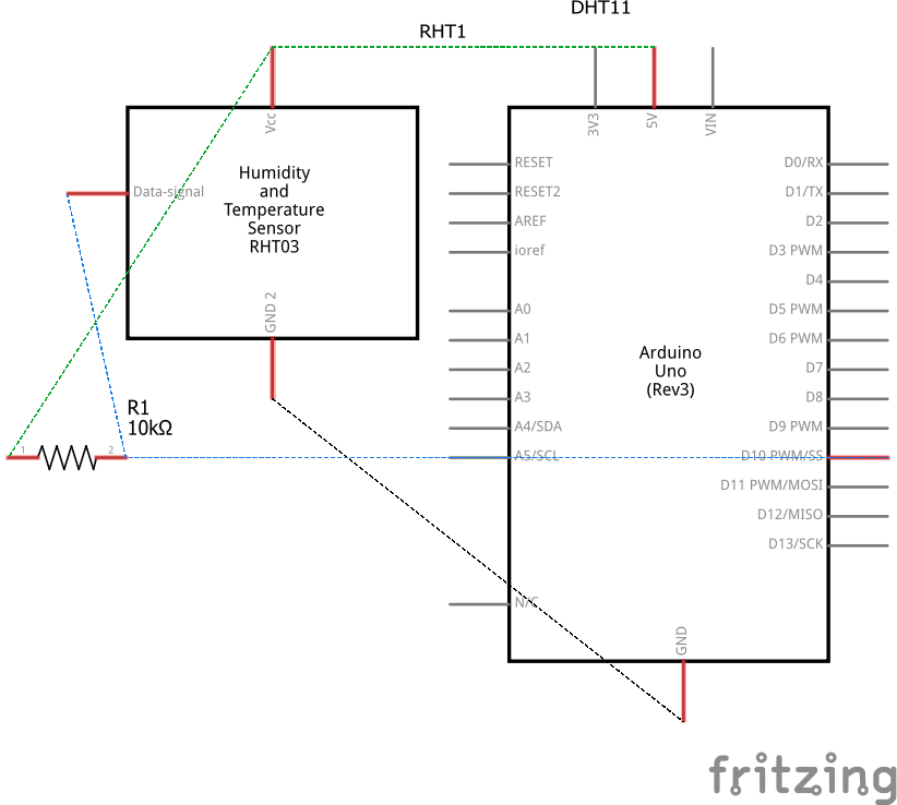 Schematics Sensor de temperatura e umidade DHT11