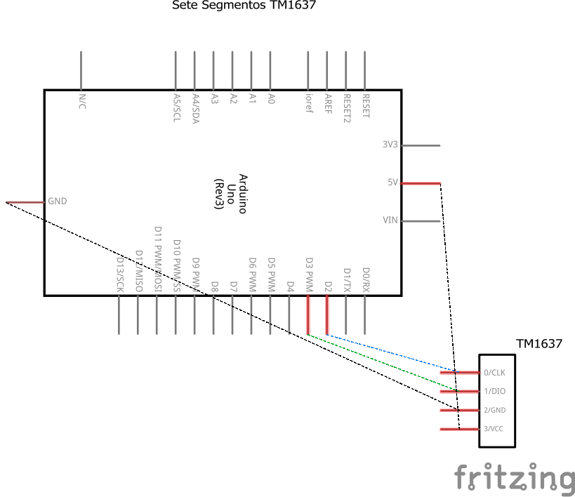 Schematics Display de Sete Segmentos com TM1637