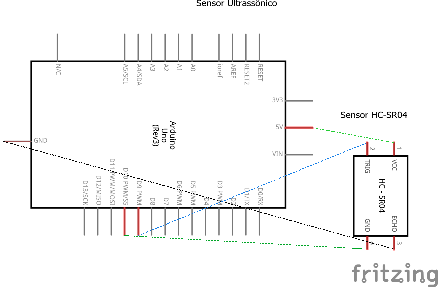 Schematics sensor de distância ultrassônico HC-SR04