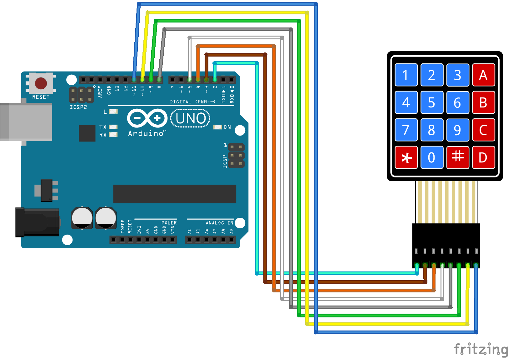 Circuito Teclado numérico matriz 4x4