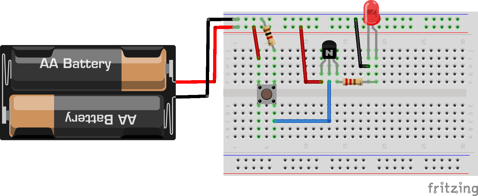 Circuito transistor 2N2222 sem o uso do Arduino